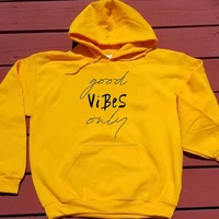 good vibes only women fashion cotton casual young hipster hoodies slogan unisex grunge tumblr pullovers hoodies tops m575