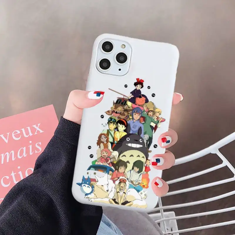

Totoro Spirited Away Ghibli Miyazaki Anime Phone Case Candy Color for iPhone 6 7 8 11 12 s mini pro X XS XR MAX Plus