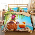 Комплект постельного белья из 23 предметов, из микрофибры, апельсинового сока, ананаса, пальмы, морской звезды, отдыха, океана, пляжа, домашнее пуховое одеяло