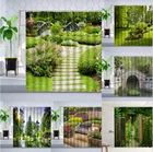 Весенняя садовая занавеска для душа с зелеными растениями, цветы, газон, лес, природный ландшафт, занавеска для ванной комнаты, наборы, украшение для экрана
