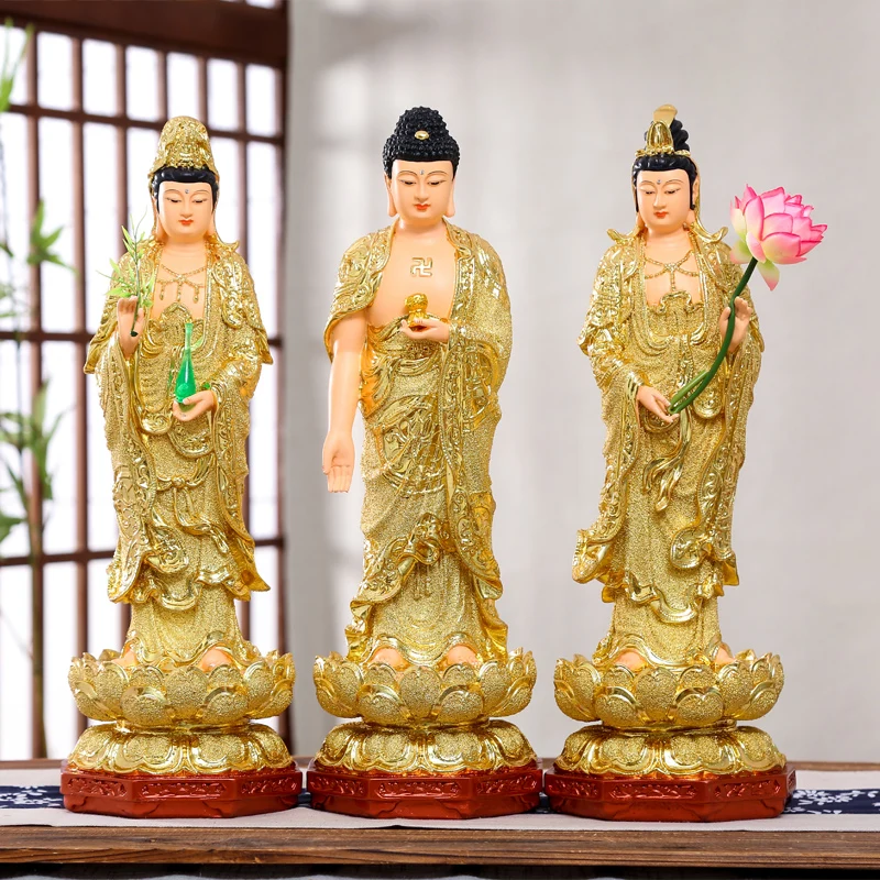 3 шт. в комплекте буддистская статуя Будды XI FANG SANSHENG Гуань Инь амитха