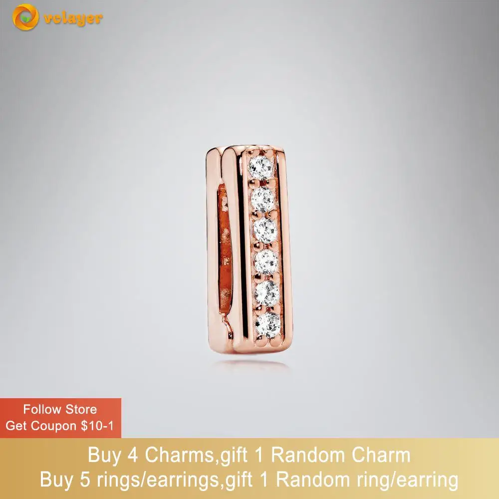 

Volayer 925 Sterling Silver Bead Rose Timeless Sparkle Clip Charm fit Original Pandora Reflexion Bracelets for Women Jewelry