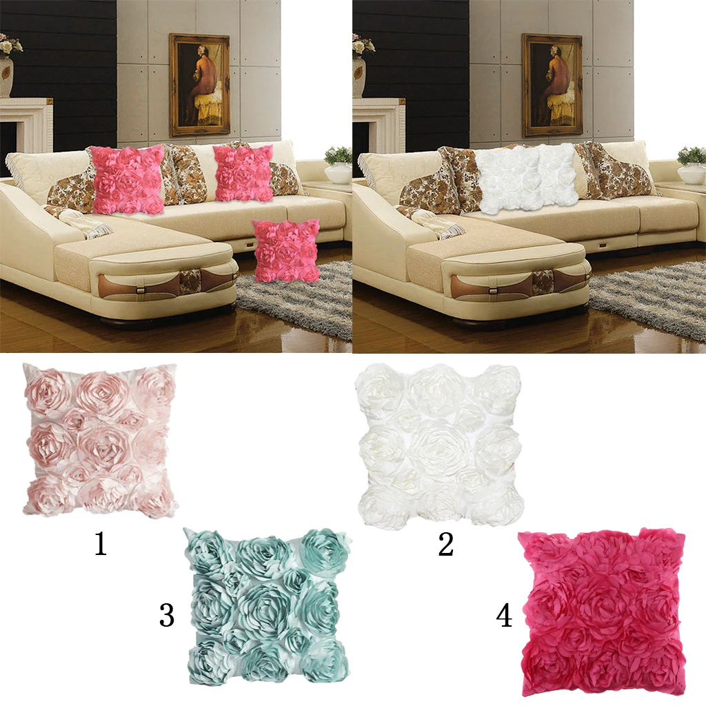 

Various Color Flower Design Pillow Cover Linen Throw Sofa Cushion Case Bed Decor