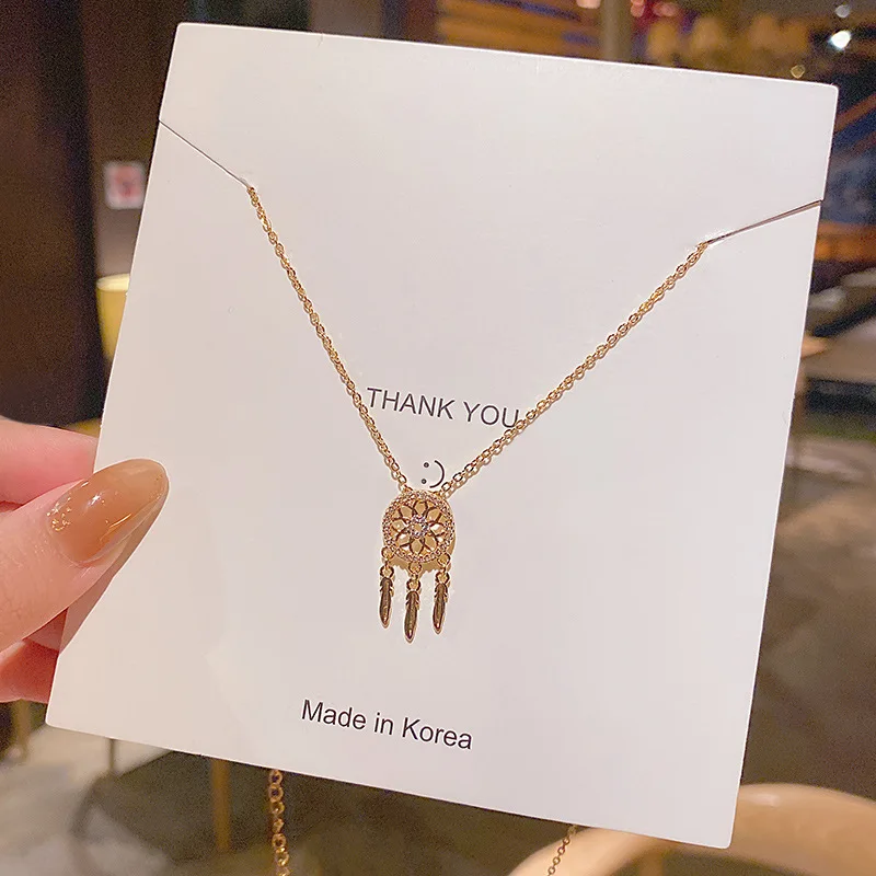 

Titanium Steel Necklace High-Grade Rose Gold Feather Classic Choker Chain Short Niche Accessories Wholesale