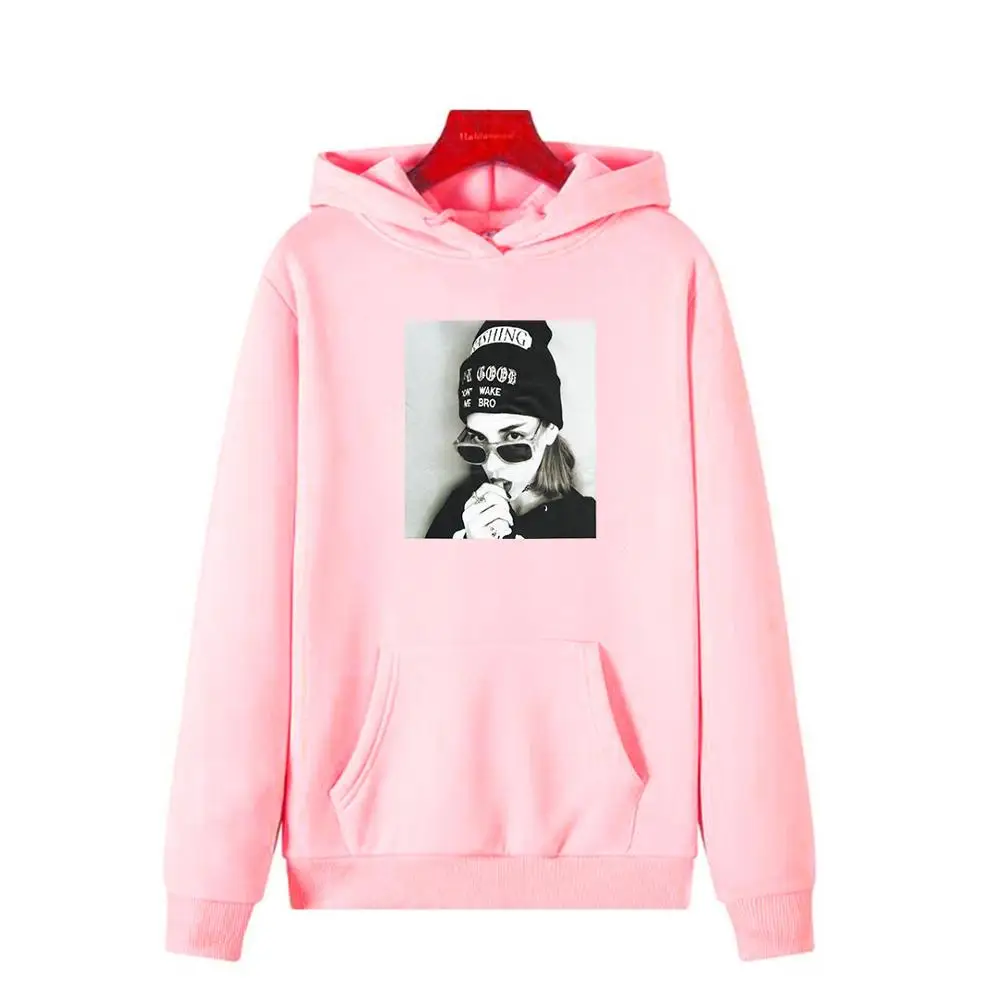 Casual Women Sweetshirts White Long Sleeve Tops Pink Pocket Autumn Winter Korean Style Woman Hoodies Black Print Sweet A Capuche