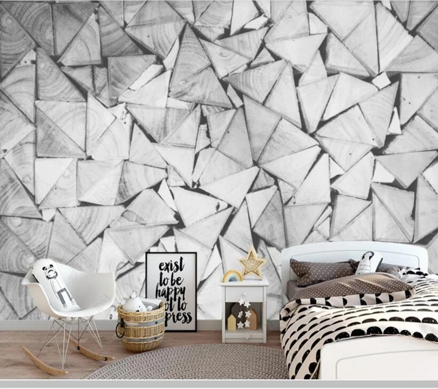 

Абстрактные черно-белые геометрические деревянные обои Papel de parede, Настенные обои для гостиной, спальни, домашний декор