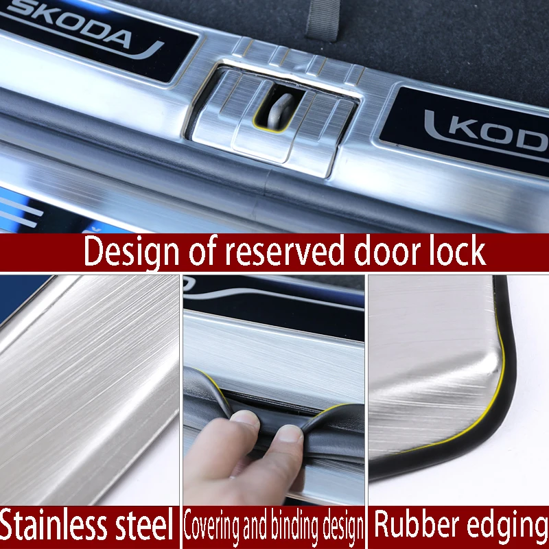 

For Skoda Kodiak 2018 2019 trunk trim stainless steel back guard pedal decorative accessories