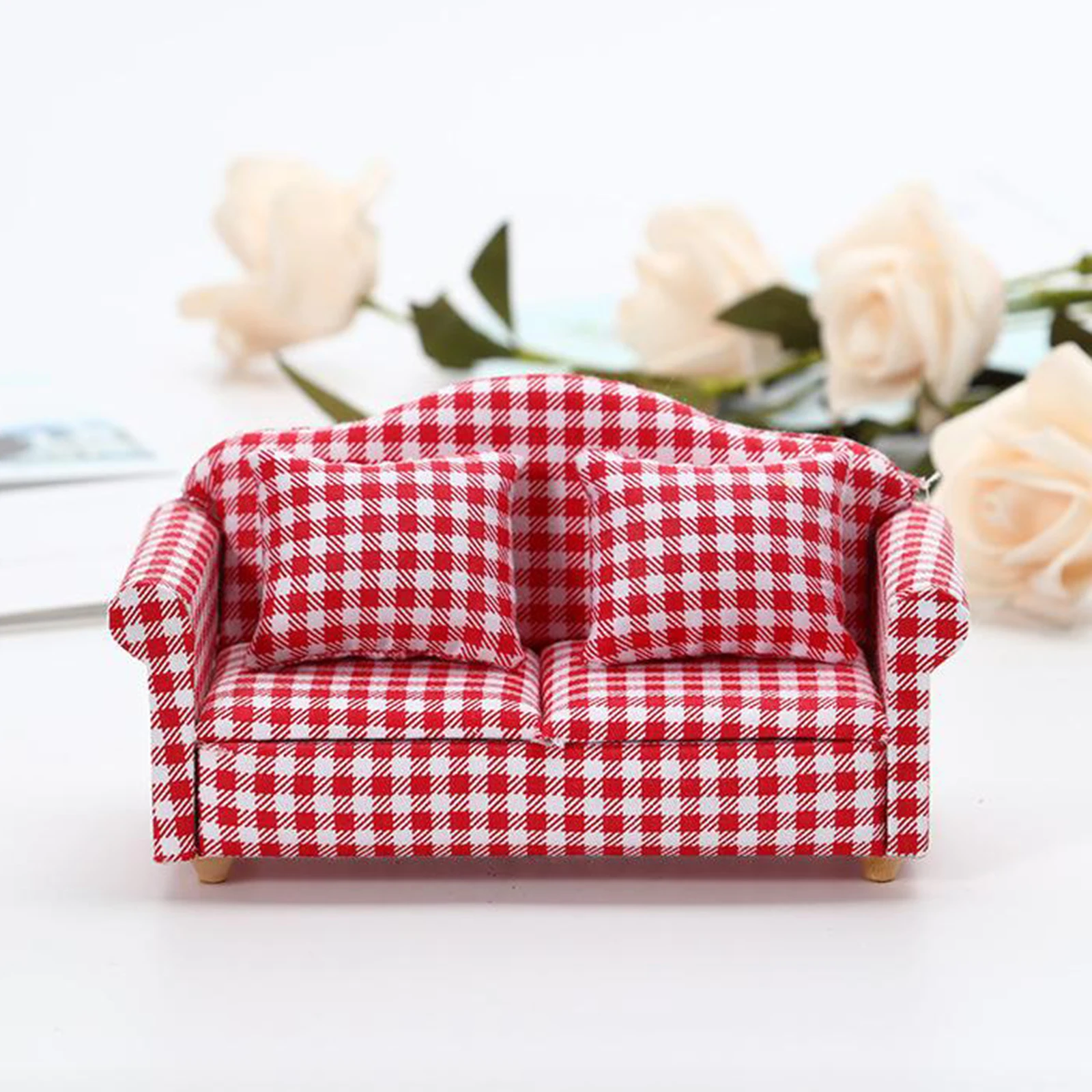 1/12 Scale Miniature Dollhouse Love Seat Sofa Armchair, Dolls House Furniture