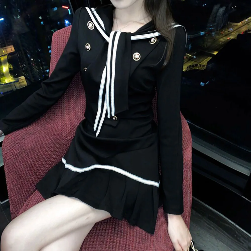 Женское платье в готическом стиле Mori Girl Корейский Японский дизайн черные мини