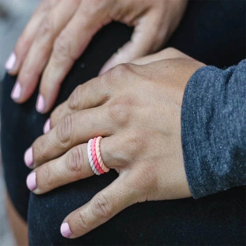 Силиконовые обручальные кольца для женщин 3 мм тонкие плетеные резиновые