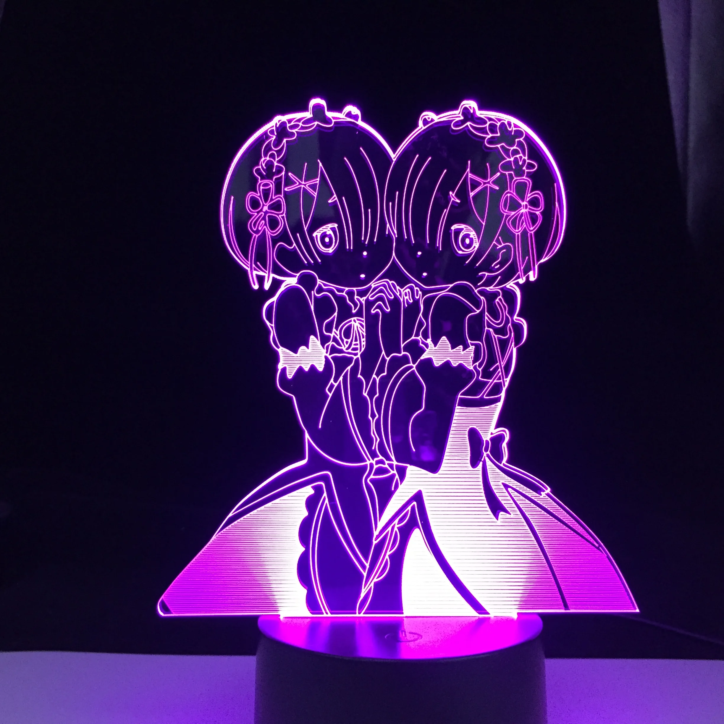 

Anime 3d Lamp Rem and Ram From Re Zero Starting Life In Another World Nightlight for Bedroom Decor Birthday Gift Led Night Light