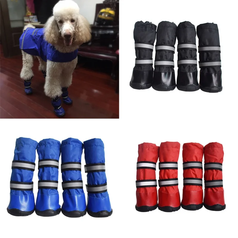 

4pcs/set Pet Dog Shoes For Sports Mountain Wearable For Pets Soles Waterproof Reflective Dog Boots for Small Medium Large Dog