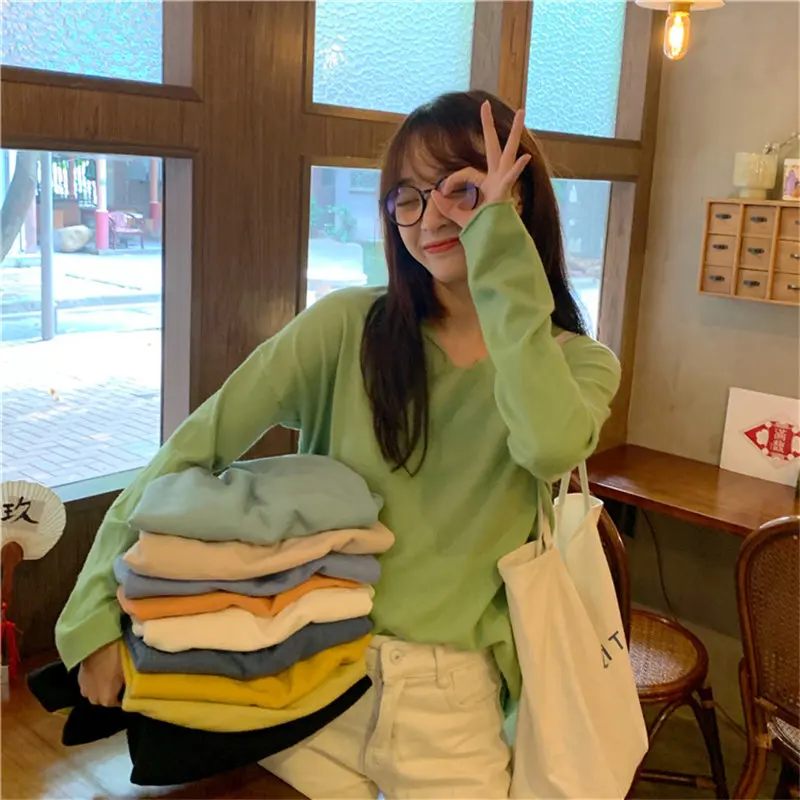 Alien Kitty Solid V-Neck Jumpers Pullovers Hot Girls Leisure 2020 Gentle Sweater Loose High Street Knitted Casual Elegant Tops | Женская