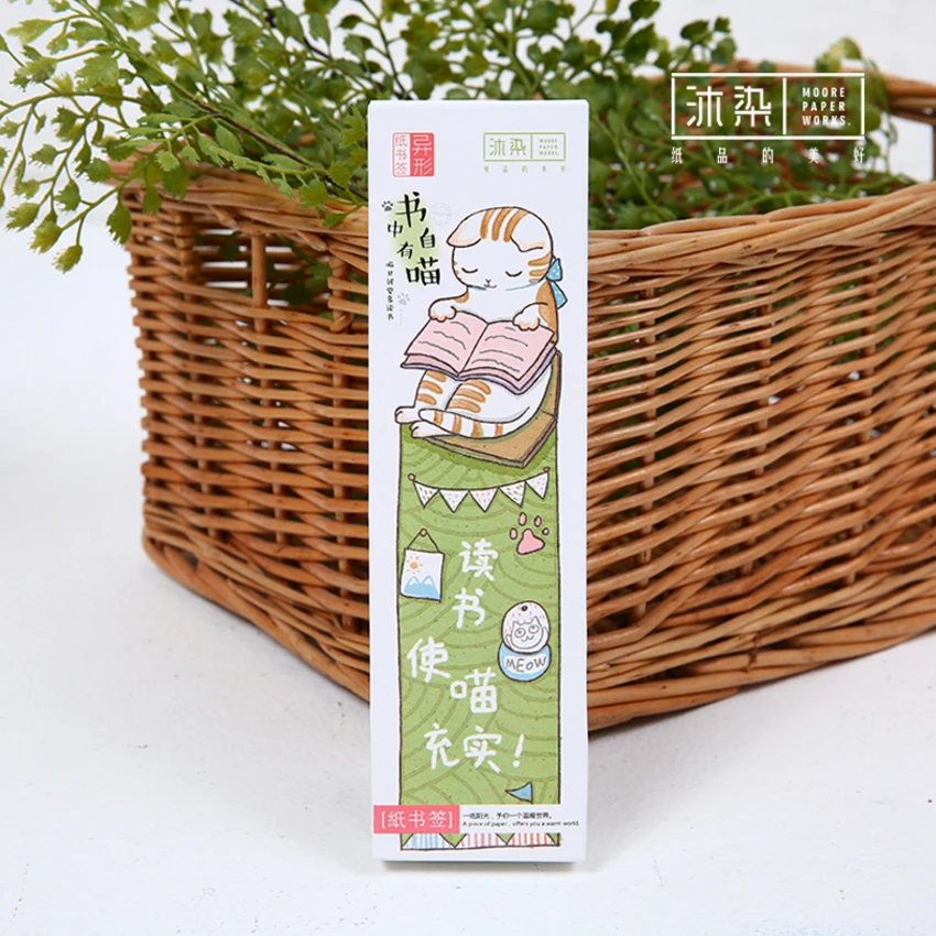 30 шт./упак. принт с героями мультфильмов kawaii чтение кошки бумажная Закладка