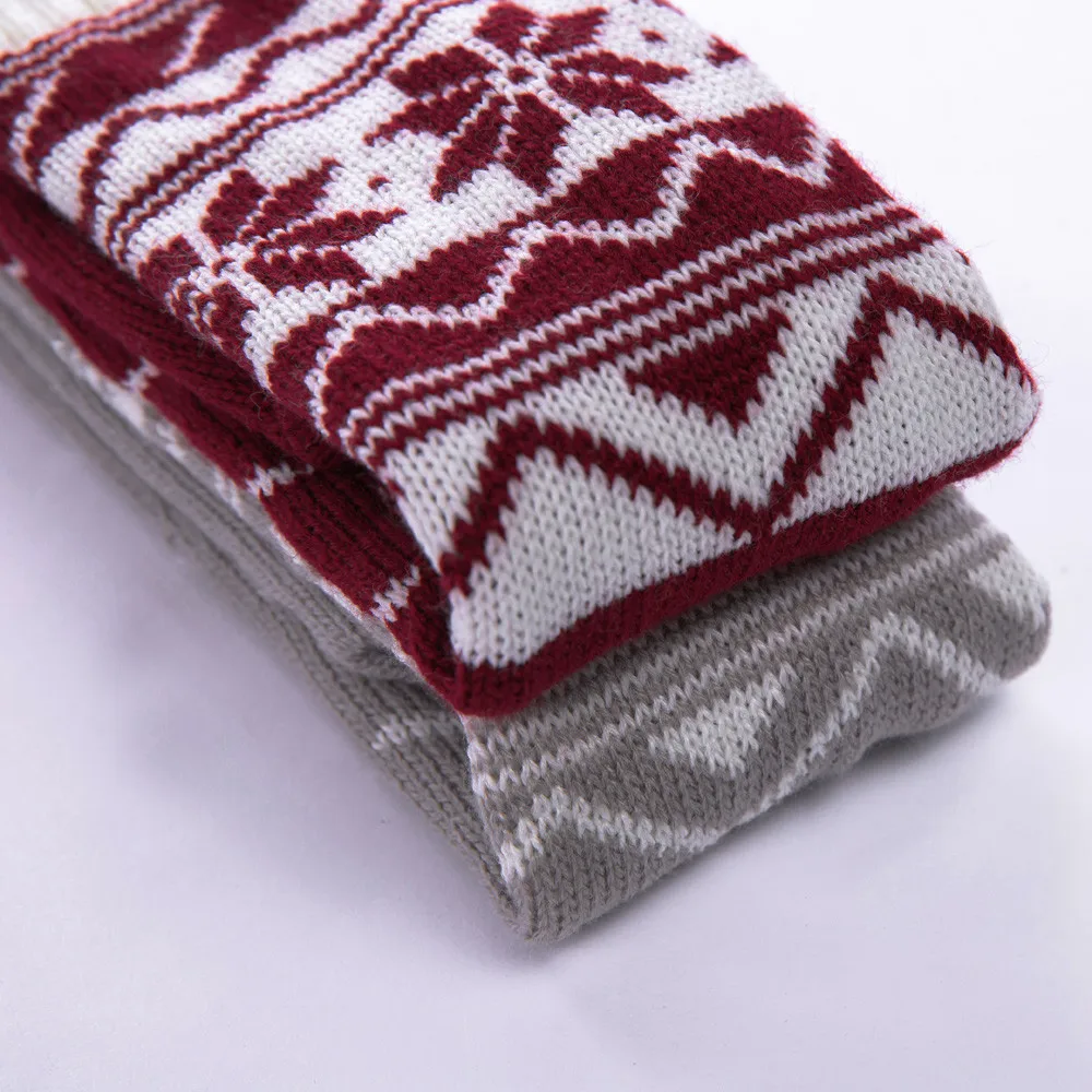 

Christmas Socks Women Winter Warm Thigh High Long Socks Ladies Knit Over Knee Xmas Socks Female Print With Bow Fashion Socks