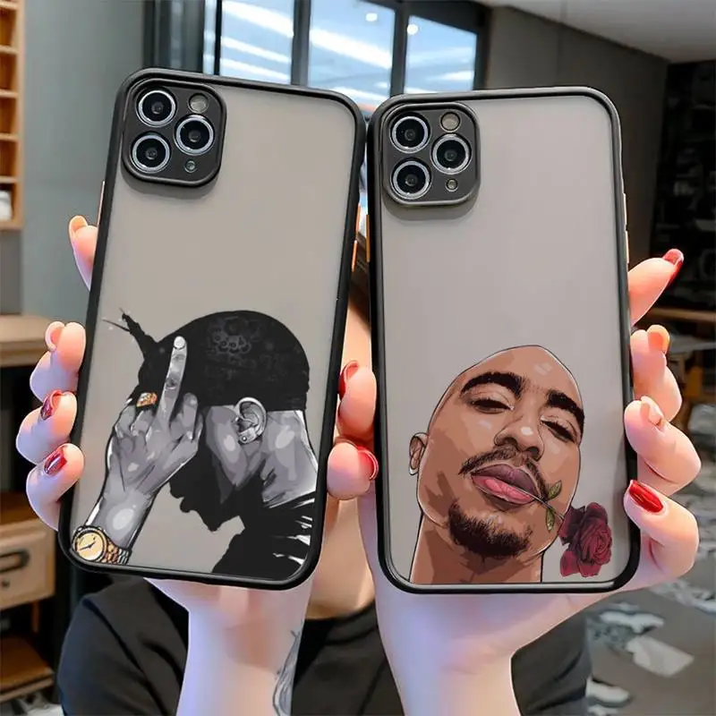 

Rapper 2pac singer Tupac Skin Feel Matte Silicone Phone Case For iphone12 11 Pro Max X XS Max XR 7 8 Plus Shockproof Back Cover