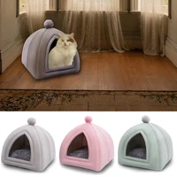 winter warm pet dog house soft foldable non slip bottom cat bed tent removable washable cats nest puppy dog kennel