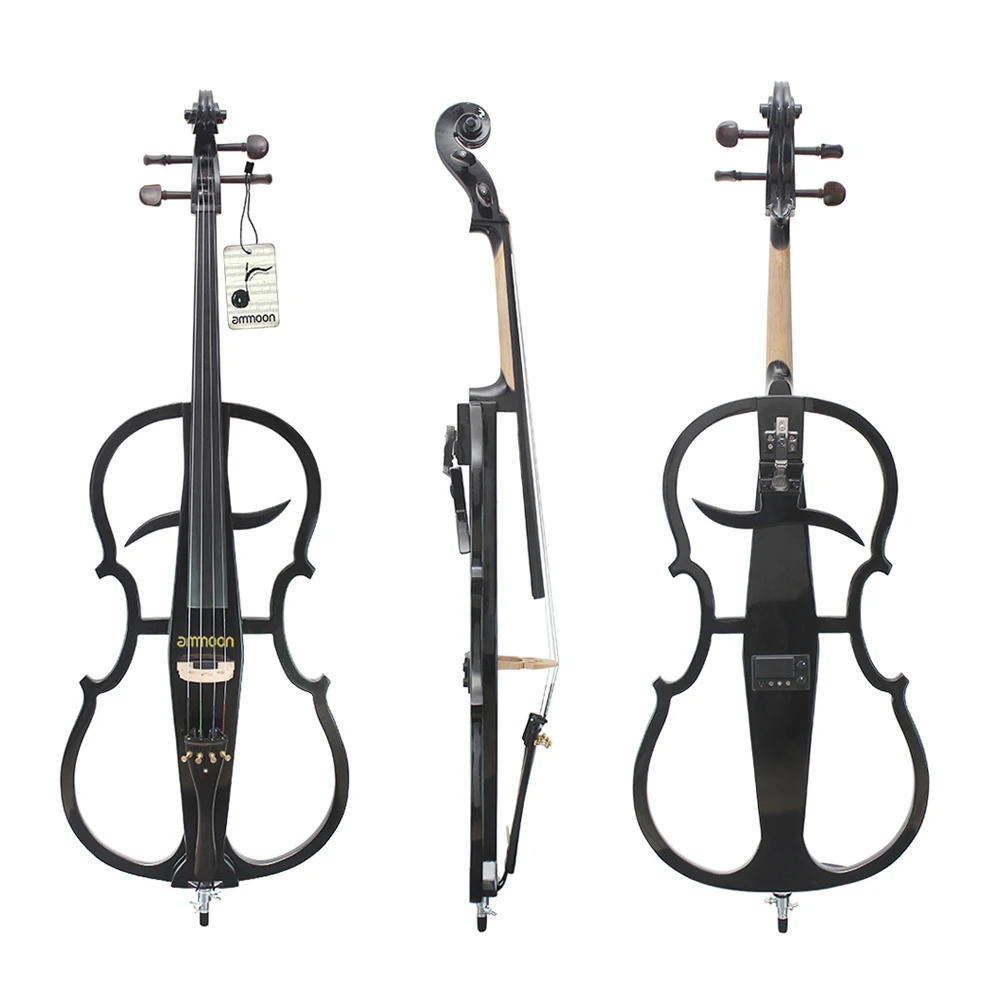 Ammoon 4/4 электрическая Виолончель из цельного дерева Violoncello Ebony фитинги в стиле 1 с