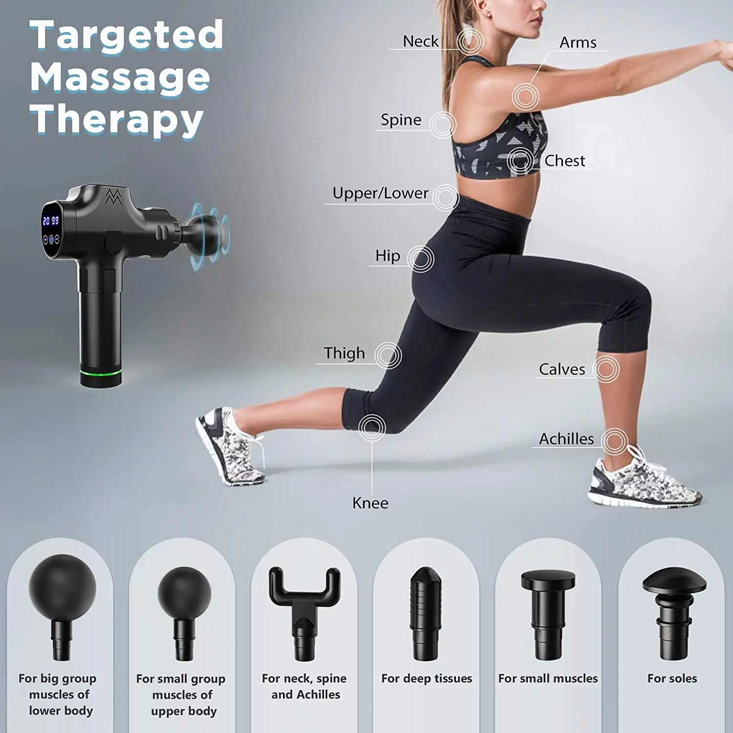 LCD Muscle Massage Gun Electric Body Relaxation Vibration Massager For Sport Pain Relief Deep Tissue Neck Slimming | Красота и