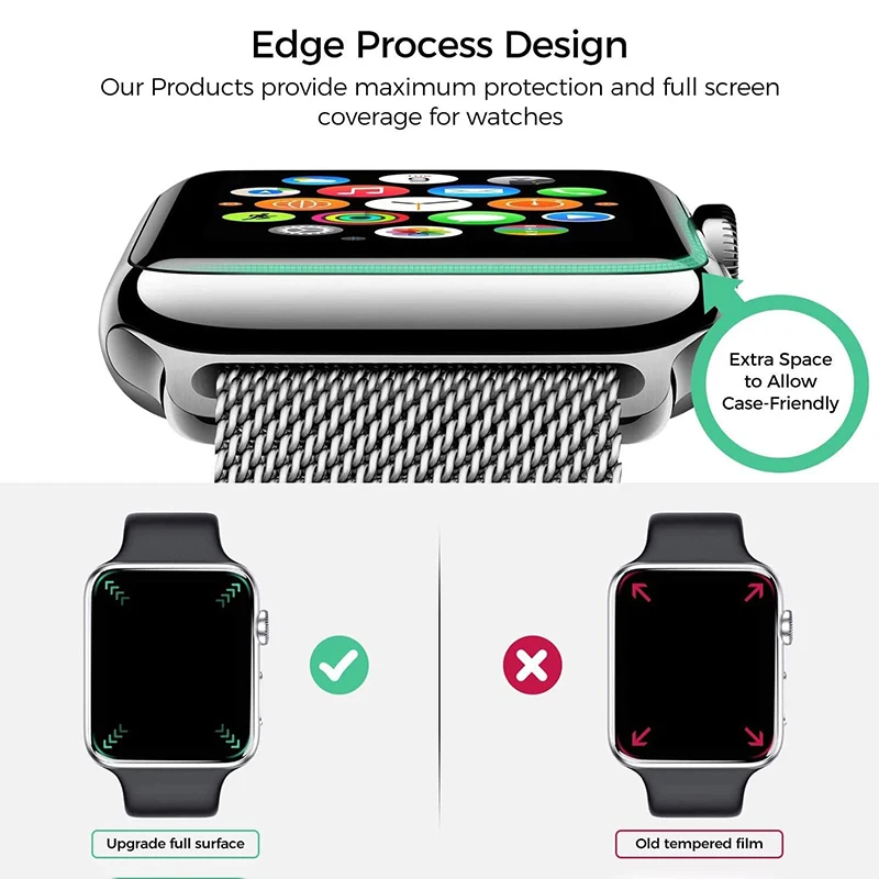 Полный закругленный протектор экрана для Apple Watch версии 6 5 4 3 SE 38 мм 42 анти-синяя