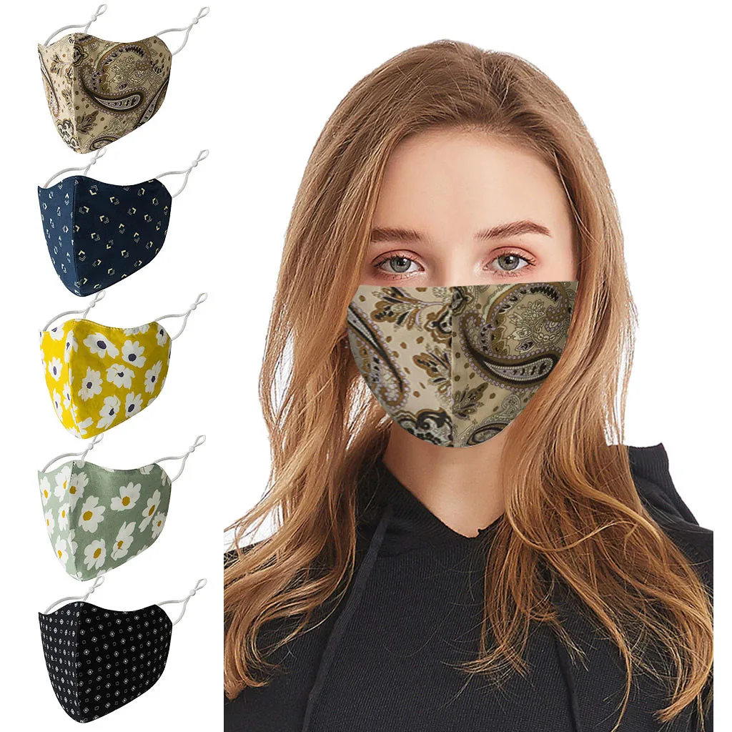 Маски для лица Многоразовые моющиеся шарфы женщин и мужчин унисекс с цветочным