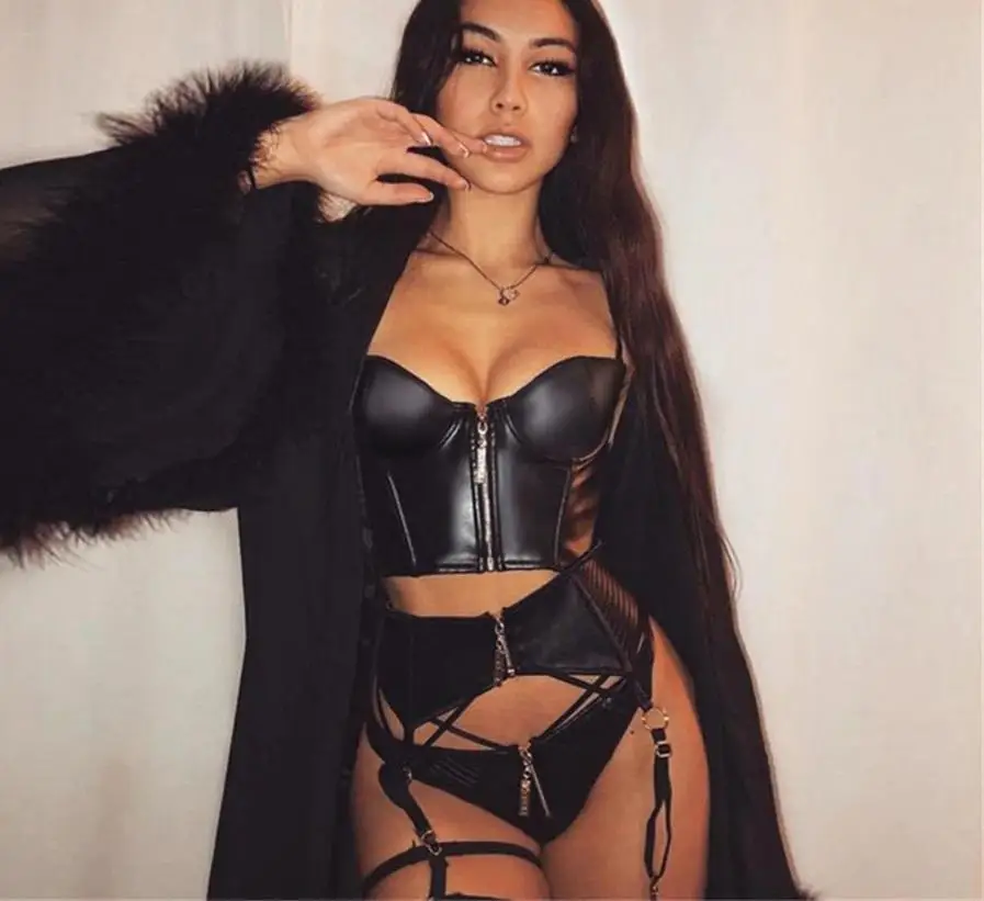 

Women Sexy PU Leather Zipper Camis Top Fashion Spaghetti Strap Slim Cropped Top Black Fitness Camisole Black Sexy Lingerie