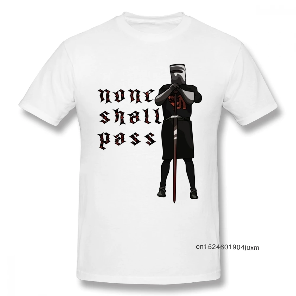 Хлопковая футболка в стиле хип хоп None Shall Pass Monty Python Black Knight с круглым вырезом