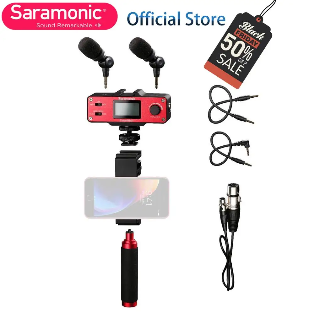 Saramonic SmartMixer ручной запись стерео микрофонная установка для iPhone 7 6 6s 5 5S и samsung Galaxy Xiaomi смартфонов