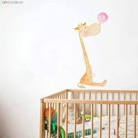 baby giraffe blowing bubbles wall stickers new year home decoration accessories for kids living room bedroom cute animal decals