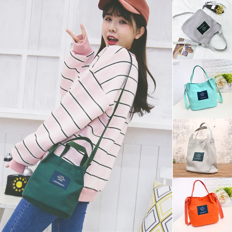 

11 Color Japanese Literature And Art Simple Letters Canvas Women's Bag Messenger Shoulder Bag Handbag Diagonal Small Bucket Bag