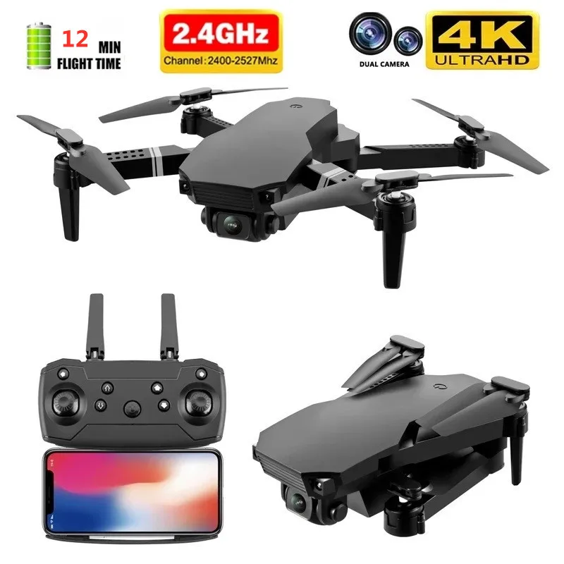 

Новый Дрон 4K 2,4G WiFi видео в реальном времени FPV Квадрокоптер полёт 12 минут 4KHD широкоугольная двойная камера Складная Высота