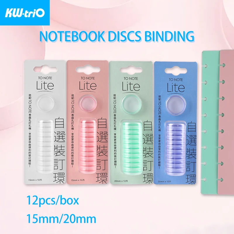KW-triO 12pcs/box Colourful Transparent Binding Discs Notebook Binder Rings Disc Button Planner Binder DIY Scrapbook Accessory