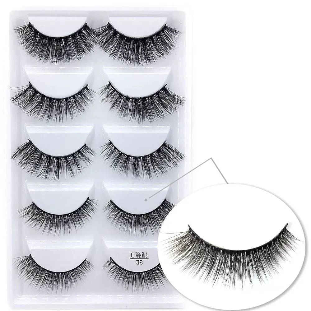 

3D mixingmink eyelashes5 pairs of long-lasting mink eyelashes Natural thick curling eyelashes Thick and long 3D false eyelashes
