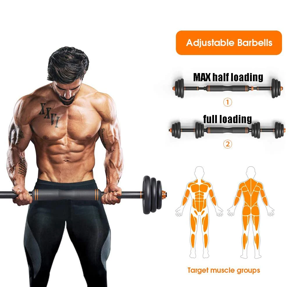 

10-40kg Adjustable Dumbbell Set with Connecting Rod Used as Barbell Dumbbell Kettlebell & Push-ups Free Weights for Women Men