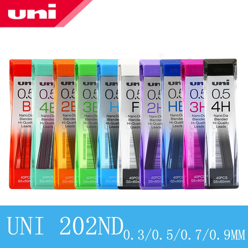 1 шт. UNI привести 0,3/0,5/0,7/0,9-202ND смазка с присадками для невероятно прочной автоматический стержни для карандаша карандашный грифель черный провод HB2B/2 H/3B/4B