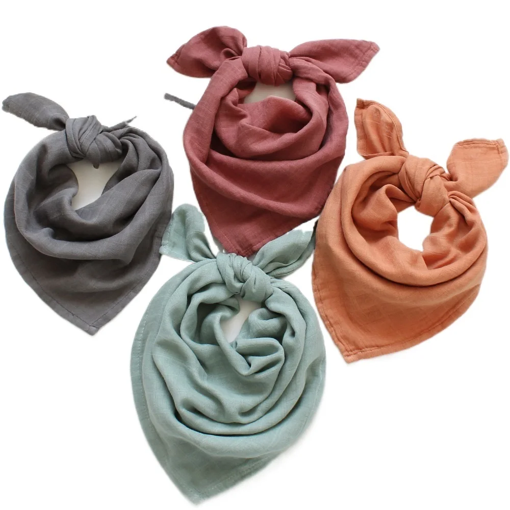 

60x60cm Muslin Squares Bamboo Baby Blanket Bibs Newborn Solid Bandana HandKerchief Infant Swaddle Wrap Burp Cloth Towel Scarf