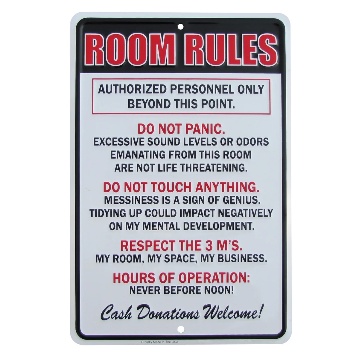 

Room Rules US Made Metal Sign Novelty Kids Bedroom Dorm Room Man Cave Wall Decor
