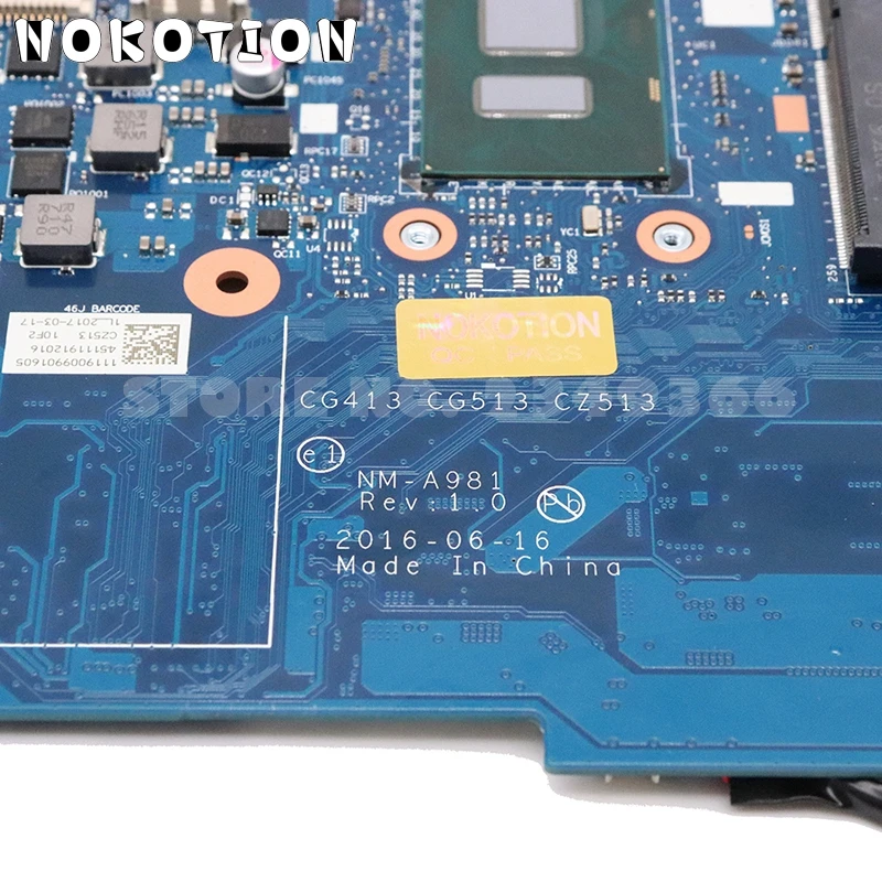 NOKOTION ноутбук материнская плата для Lenovo 510-15IKB 5B20M31226 CG413 CG513 CZ513 NM-A981 SR2ZU I5-7200U DDR4 HD 620