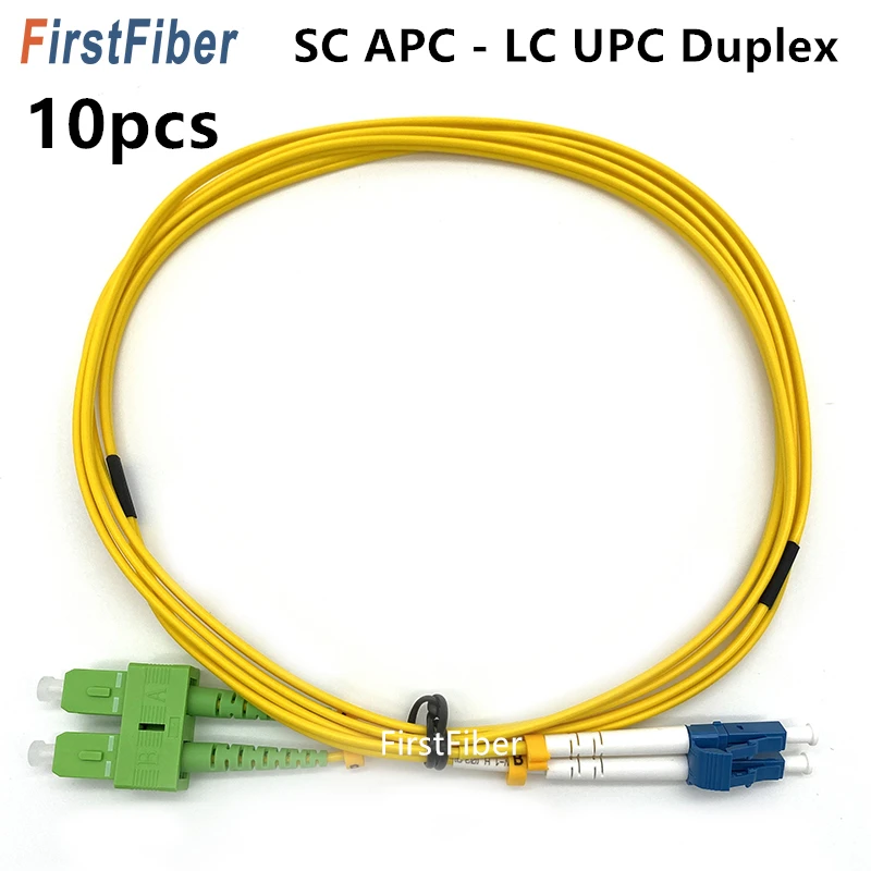 

10pcs SC APC to LC UPC fiber patch cable 2 cores Duplex Singlemode 2.0mm Fiber Optic Patch Cord Jumper Cable 1m 2m 3m 5m 10m