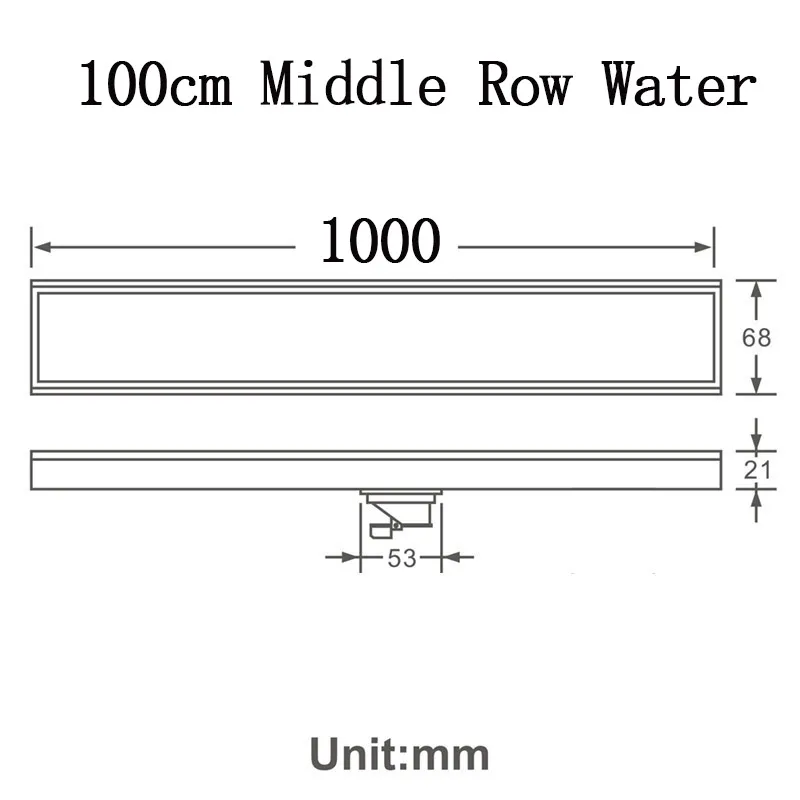 100cm Mid Row Water Слив для ванной комнаты 60 см 80 см 100 см 120 см SUS304 из нержавеющей стали дезодорирующий боковой ряд душевых стоков матовый - Цвет: 100cm Mid Row Water