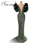 Женское вечернее платье-русалка, элегантное вечернее платье с глубоким V-образным вырезом, расшитое бисером, в африканском стиле, для выпускного вечера, 2020