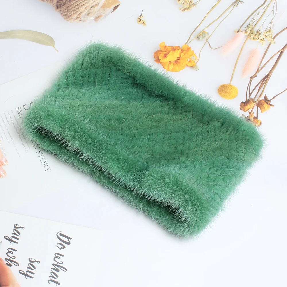 Вязаный обогреватель 100% натуральные настоящие шарфы из норки для дам, подлинные кольца банданы модной девушки, хорошие эластичные повязки на голову.