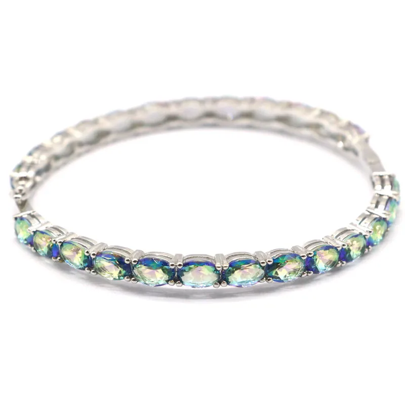 Браслет серебряный с радужным топазом 68x5 мм 8 5 дюйма|925 silver ring|silver ringring women 925 |