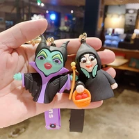 disney cartoon epoxy keychain sleeping spell witch evil queen keyring pendant fashion couple backpack jewelry key chain gift