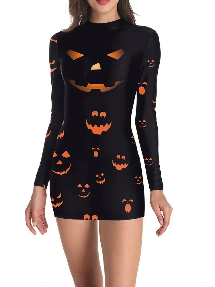 Облегающее мини-платье на Хэллоуин для женщин в готическом стиле черный стиль с