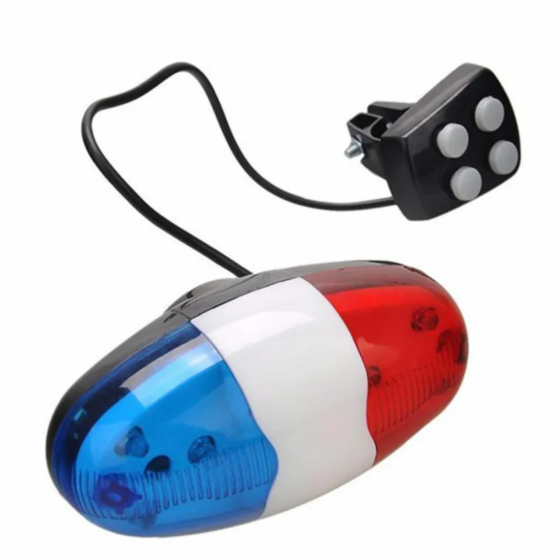 Bicycle Accessories 6 LEDs 4 Tone Sounds Cycling Bell Police Light Electronic Horn Siren for Kid's Bike Scooter Lamps |