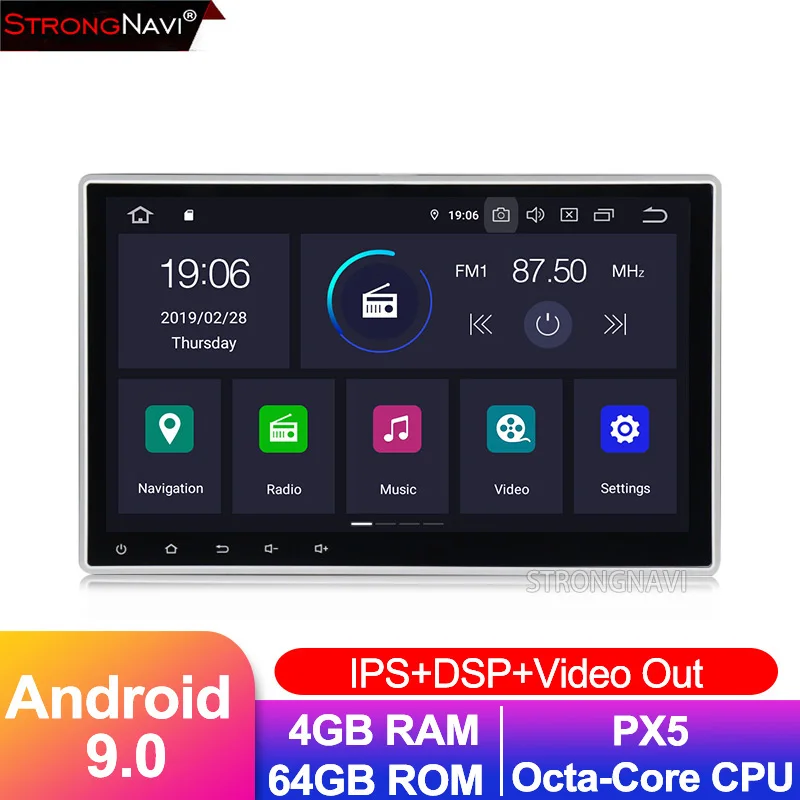 10,1 ''2 Din Универсальный Android 9,0 PX5 автомобильный dvd-плеер для 2din универсальный радио gps Навигация BT головное устройство 4G+ 64G ips DSP