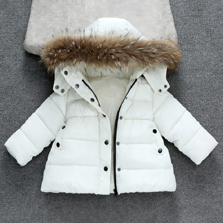 XK188 White Новая зимняя одежда Детский Теплый пуховик с хлопковой подкладкой для мальчиков пальто с меховым воротником и капюшоном для маленьких мальчиков и девочек - Цвет: XK188 White