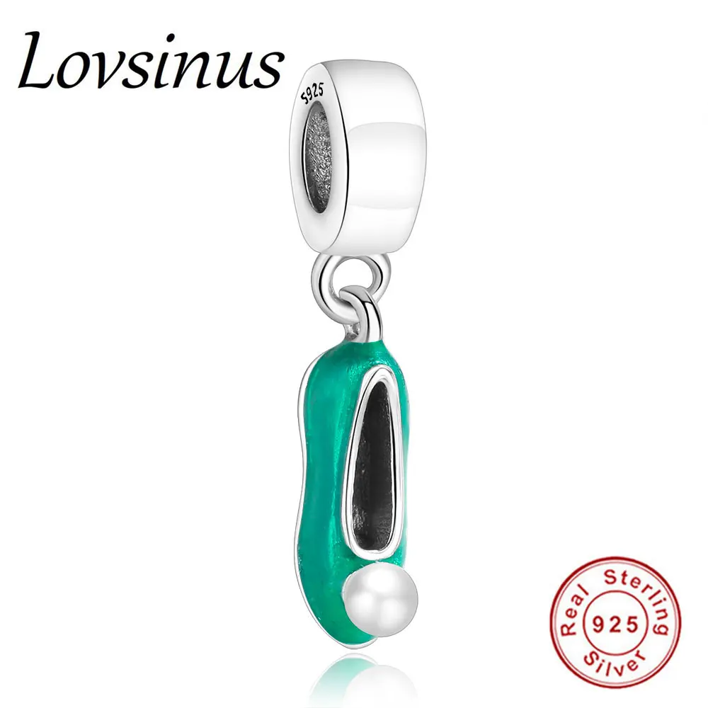 Стерлинговое Серебро 925 пробы болтающаяся обувь с бусинами оригинальный