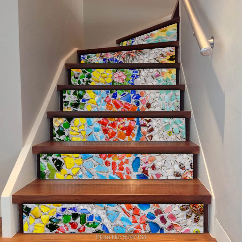 23color 18x100cm Sticker Stair Floor Wall Decorative 3D Bedroom Shop Home Stickers Escalier Autocollant Kids Room | Дом и сад